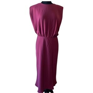 A NEW YORK Purple Dress Size XL Shoulder Pads Elastic Waist EVEREVE NWOT